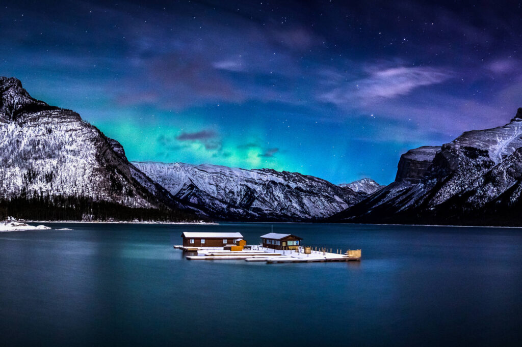 Northern Lights on Lake Minnewanka